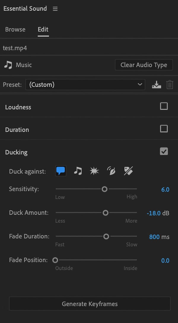 adobe ai audio Auto Ducking