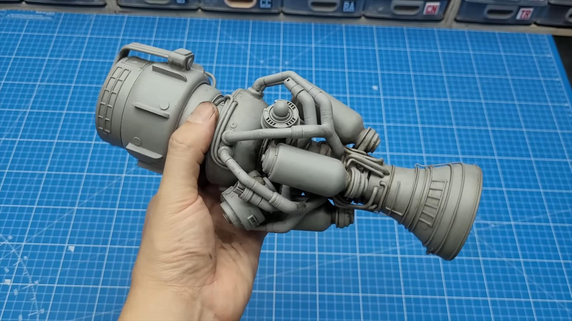 A rocket engine scratch-built by Henrique Ventura from Cut Transform Glue