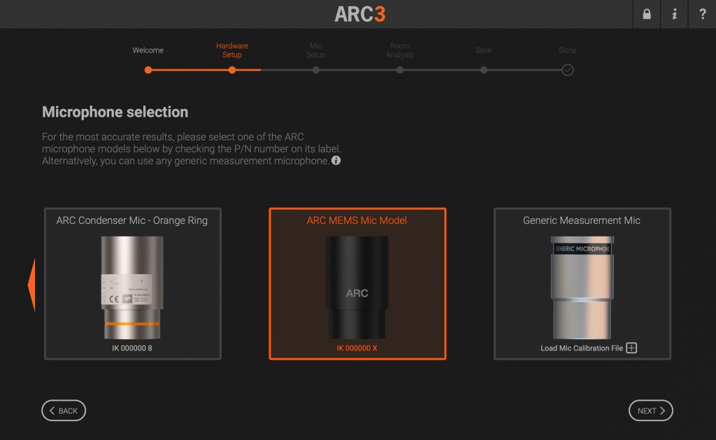 ARC 3 Microphone Selection