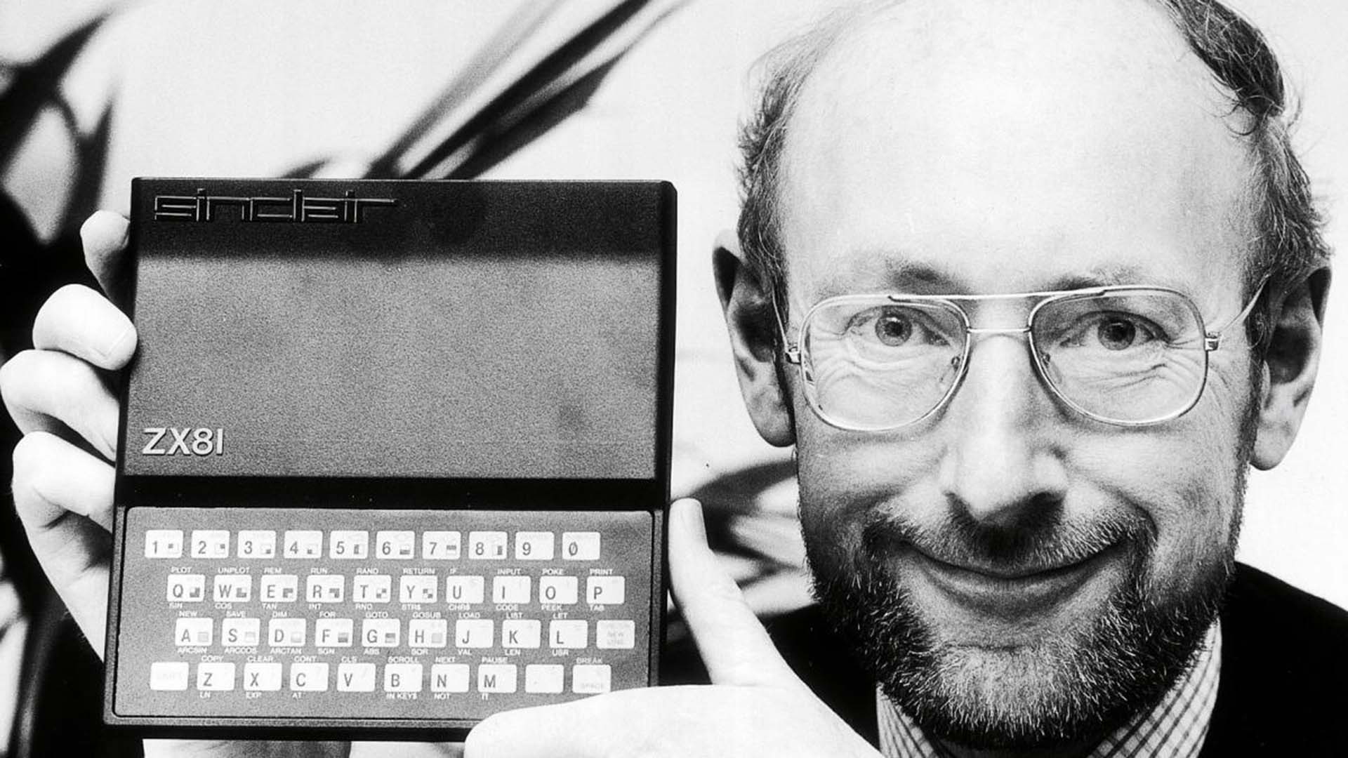 Sir Clive Sinclair with the iconic ZX81 computer.